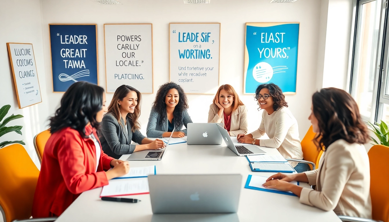 Women leadership development training in a collaborative office environment showing empowered individuals.