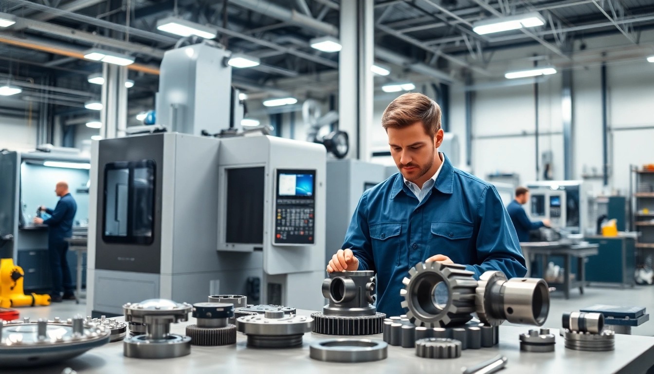 Custom part manufacturer showcasing precision engineering in a dynamic workshop environment.
