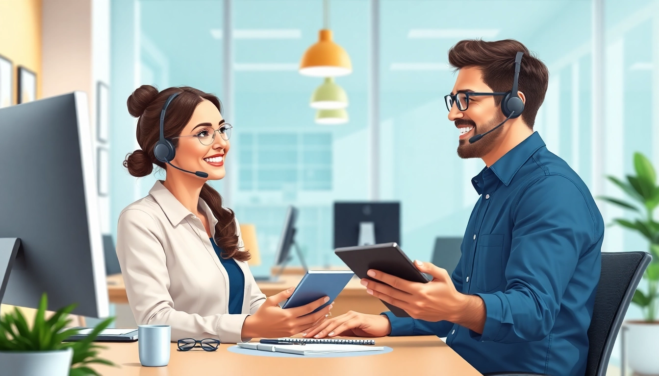 Showcase of a frictionless warranty experience with a representative assisting a happy customer.