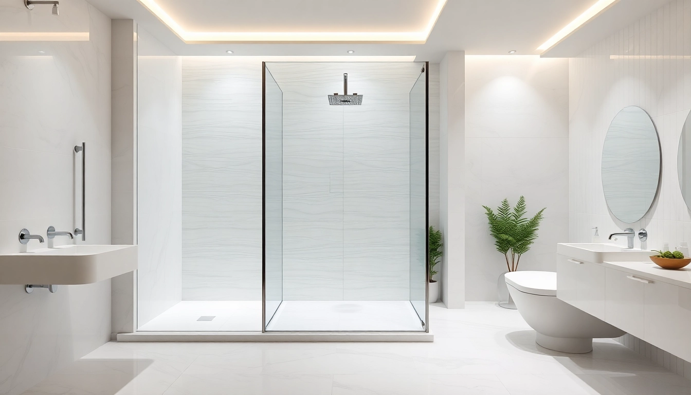Experience elegant showers Australia in a modern, luxurious bathroom design featuring a glass enclosure.