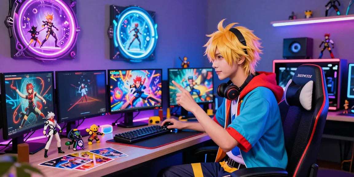 Engaging scene showing a vibrant hentai game character in an immersive gaming setup.