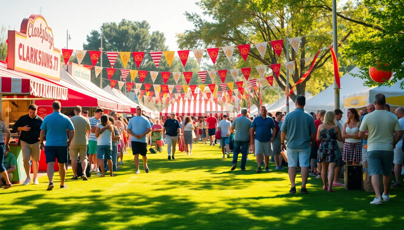 Engaging Clarksburg events scene featuring a lively crowd at a vibrant outdoor festival.
