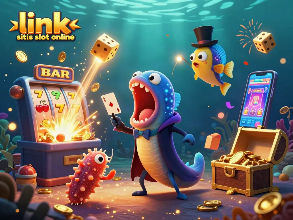 Mengakses link situs slot online sambil menikmati jackpot dari mesin slot yang meledak dengan koin.