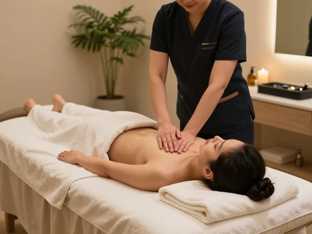 Serene massage therapy room showcasing 서초스웨디시 experience with calming ambiance.