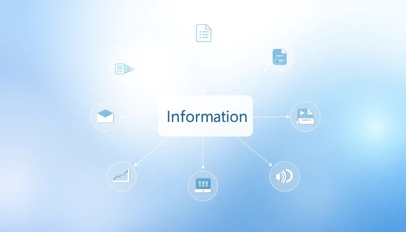 Visual representation of information showcasing various data types and connections.