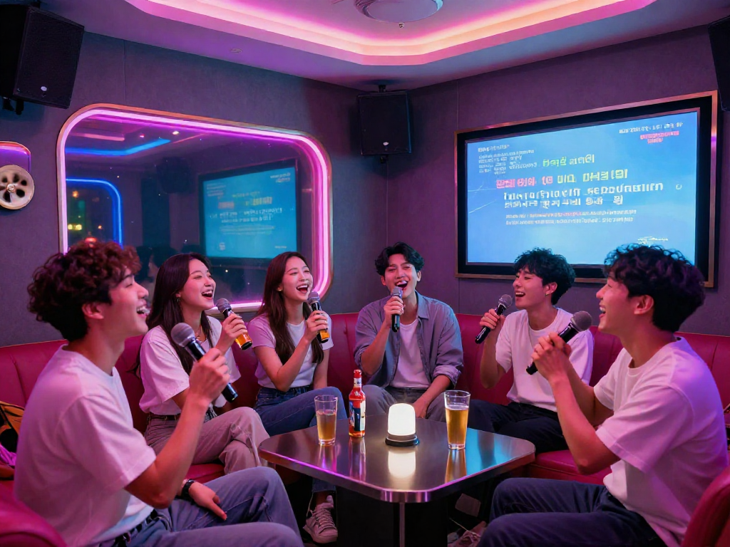 강남 타이밍에서 즐거운 노래를 부르는 친구들 모습