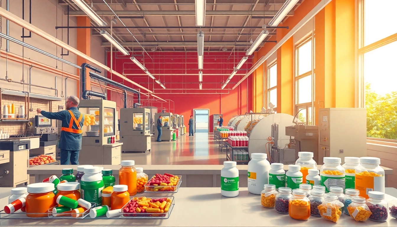 Showcasing supplement manufacturers UK in a bright, professional manufacturing environment.