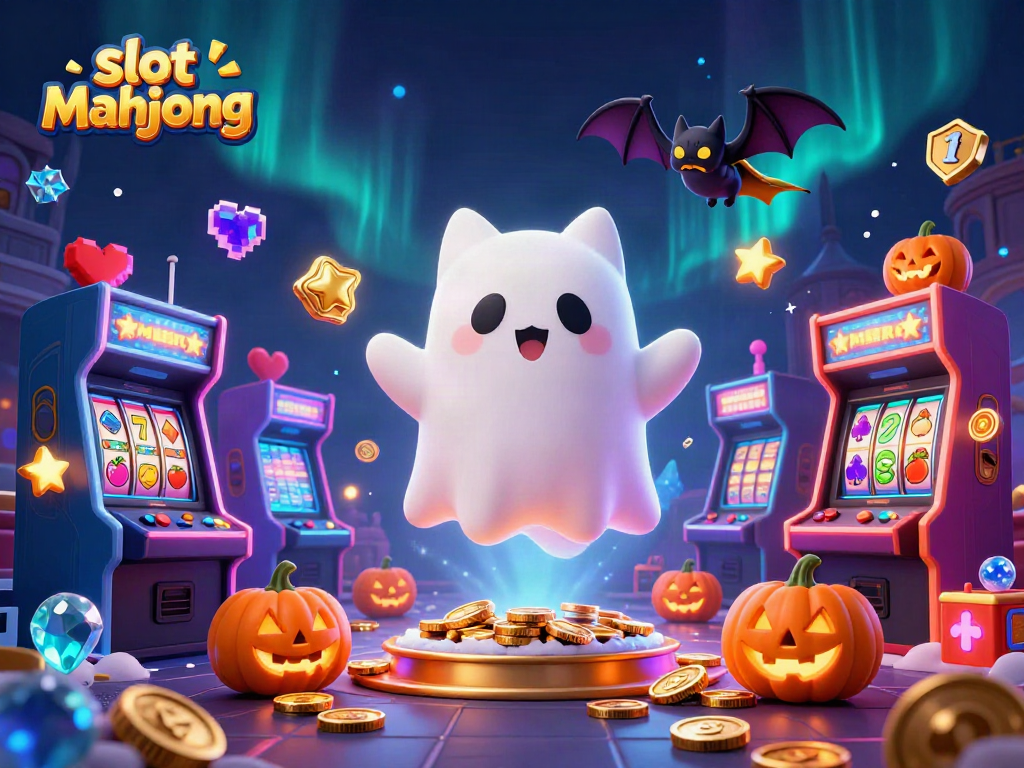 Engage in slot mahjong adventures with colorful characters at a haunted casino.