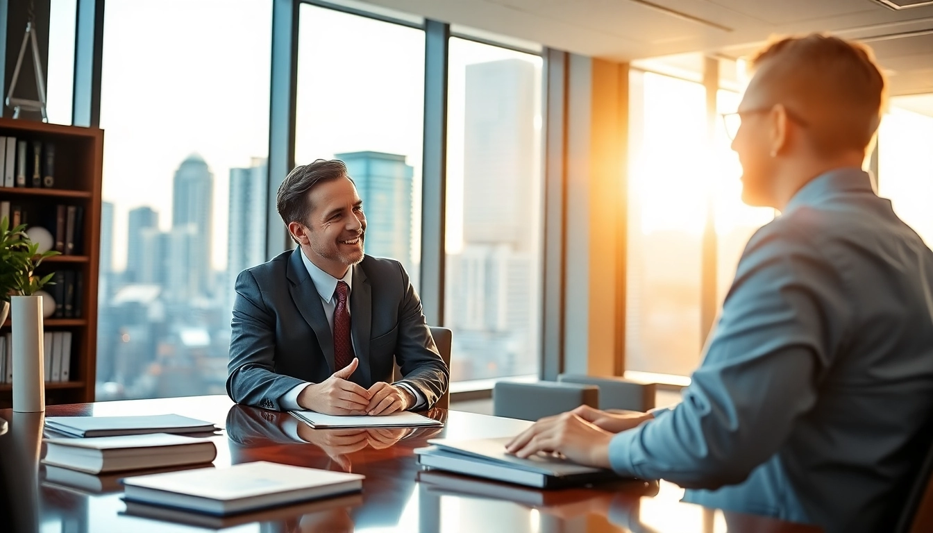 Engaging Houston Injury Attorney consulting with a client in a professional law office environment.