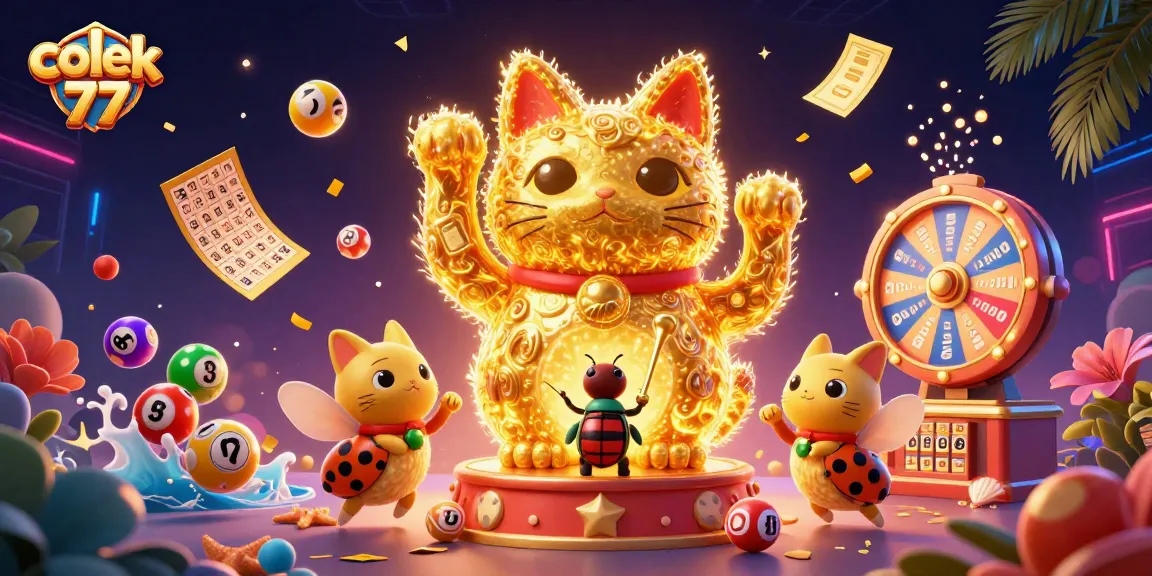 Win big at colek 77 with powerful gaming elements, vibrant visuals, and dynamic casino symbols.