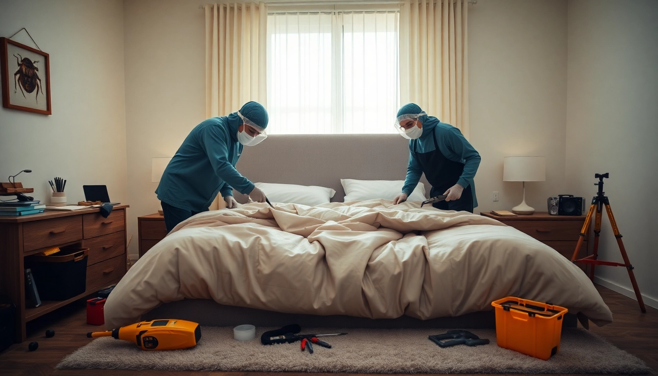Skilled bed bug exterminators in action, demonstrating effective techniques for pest control.