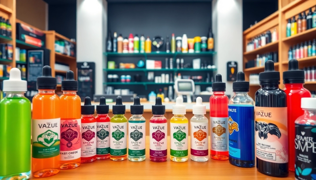 Highlight of Vape Juice Depot's diverse vape juice selection in a modern vape shop.