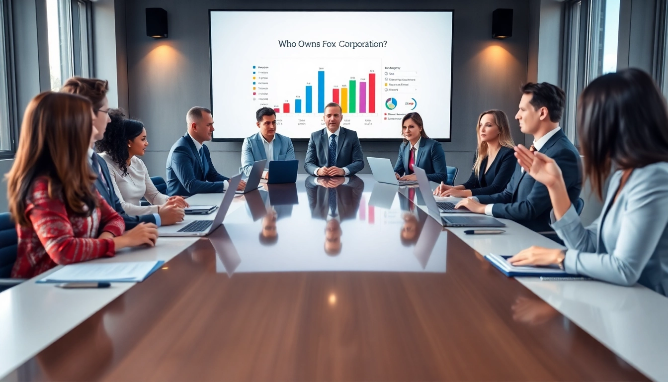 Executives discussing who owns fox corporation during a business meeting