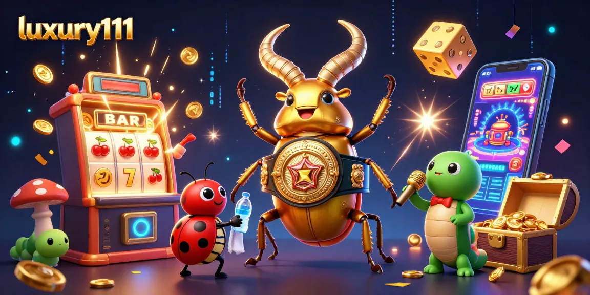 Experience the thrill of luxury111 illustrated with vibrant casino action and engaging characters.