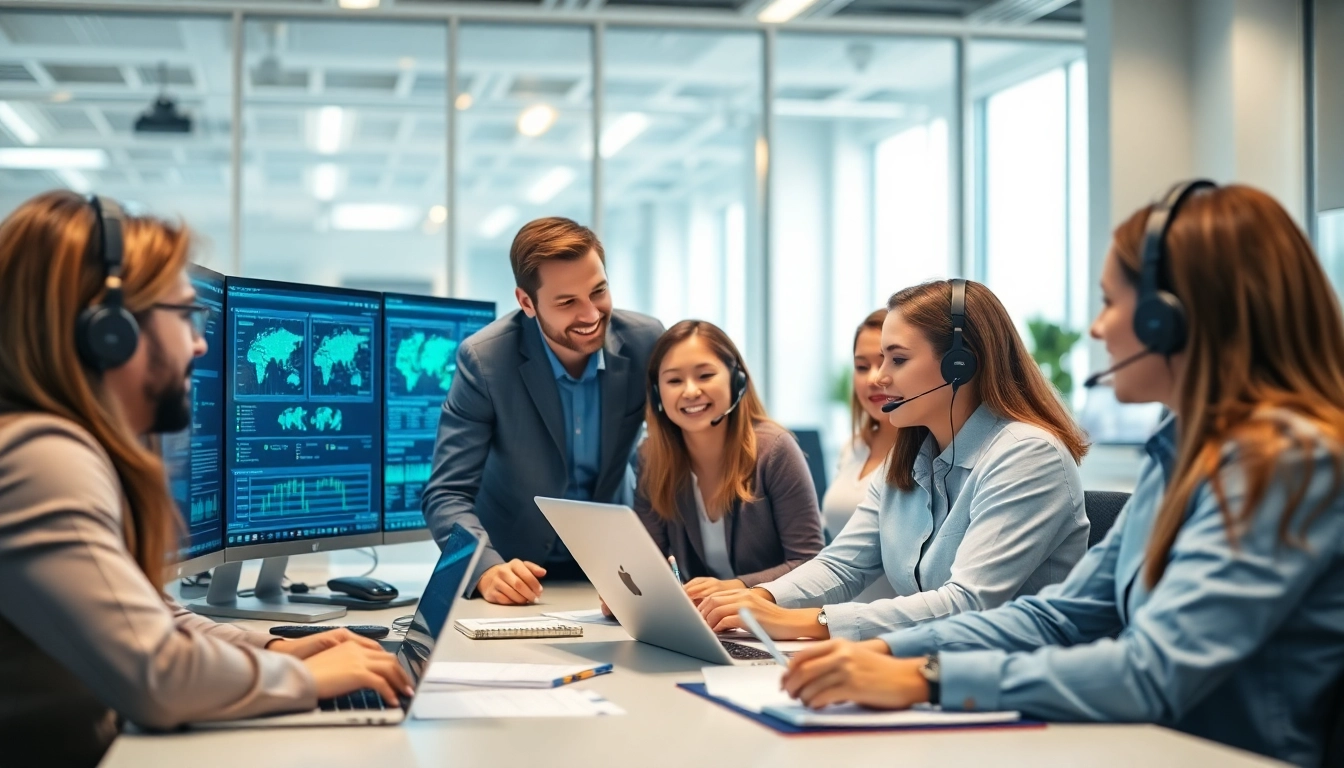 IT support services team collaborating in a professional office setting to enhance efficiency.