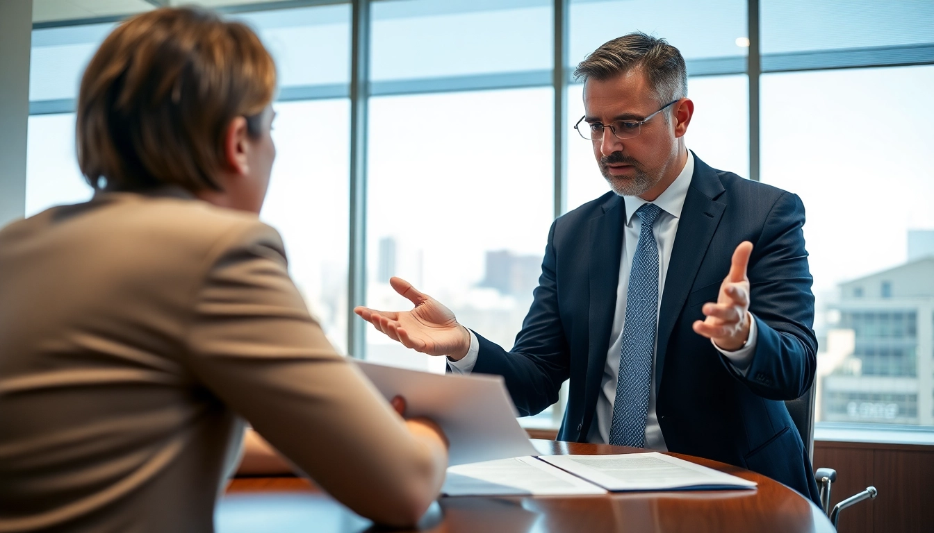 Consultation with a Manassas Personal Injury Lawyer helping a client in a modern office.