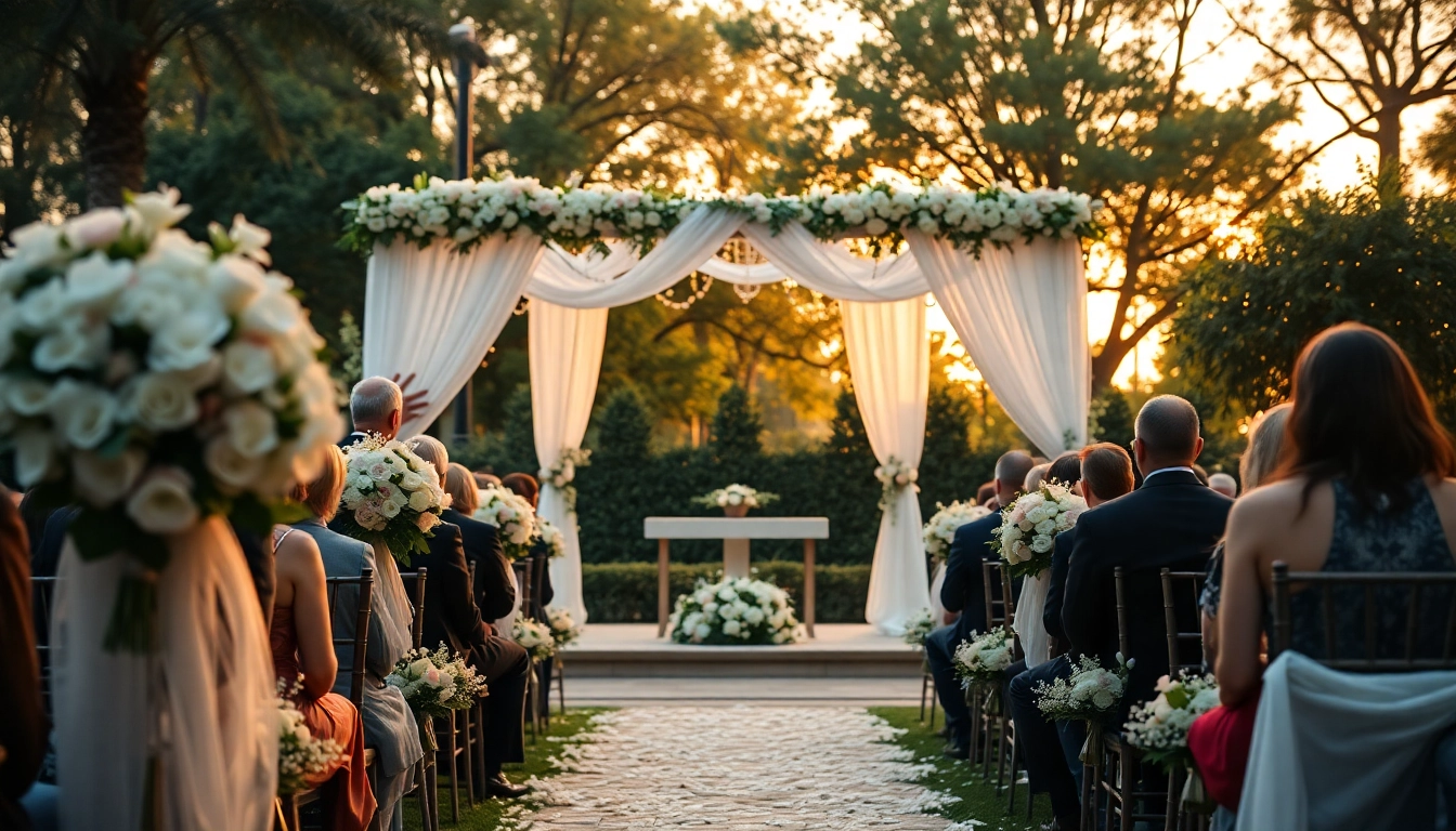 Stunning wedding ceremony at a Jacksonville Wedding Venue featuring floral decorations.