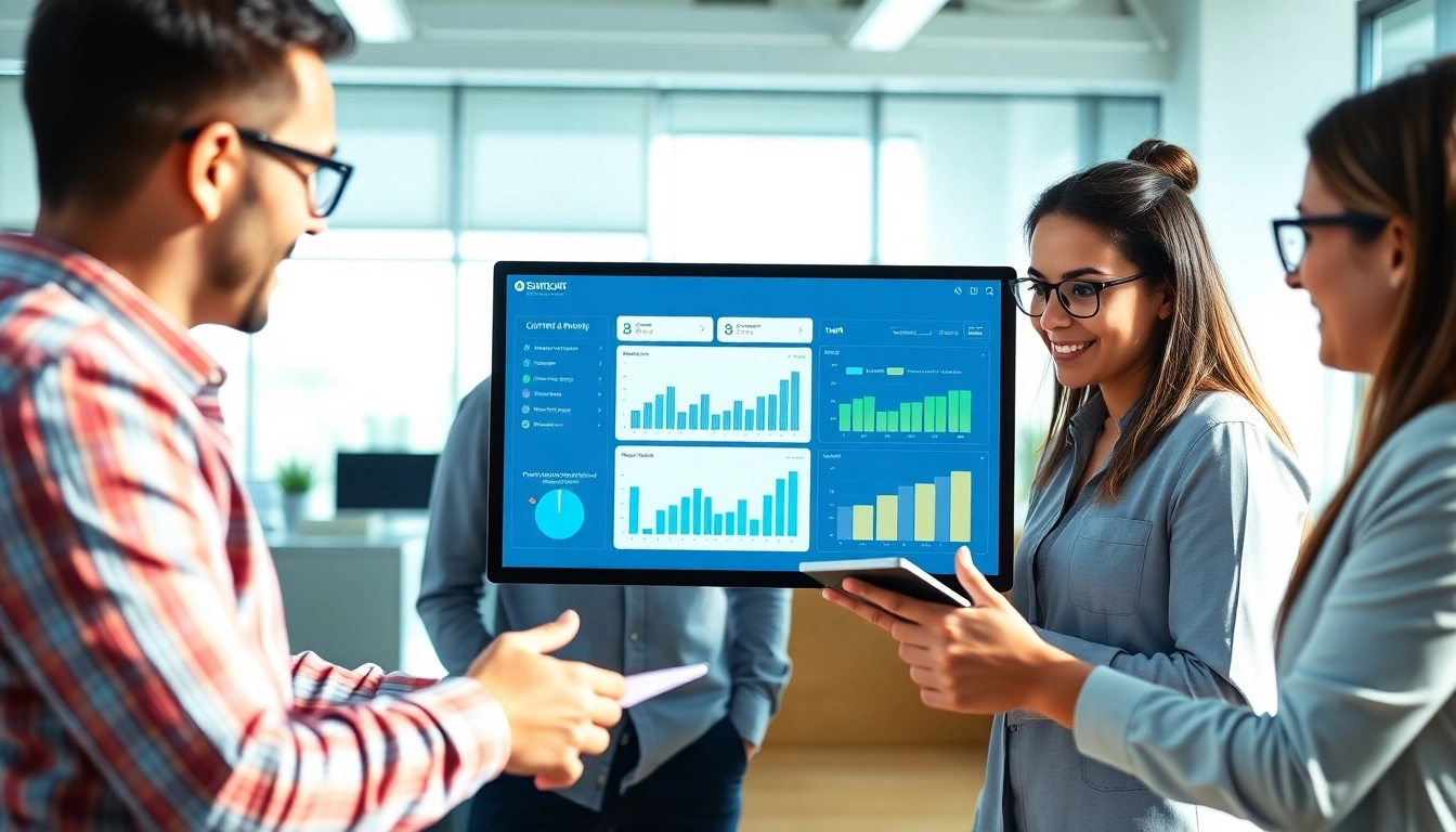 Analyze performance with sales content tracking software, teams collaborating around insights and data.