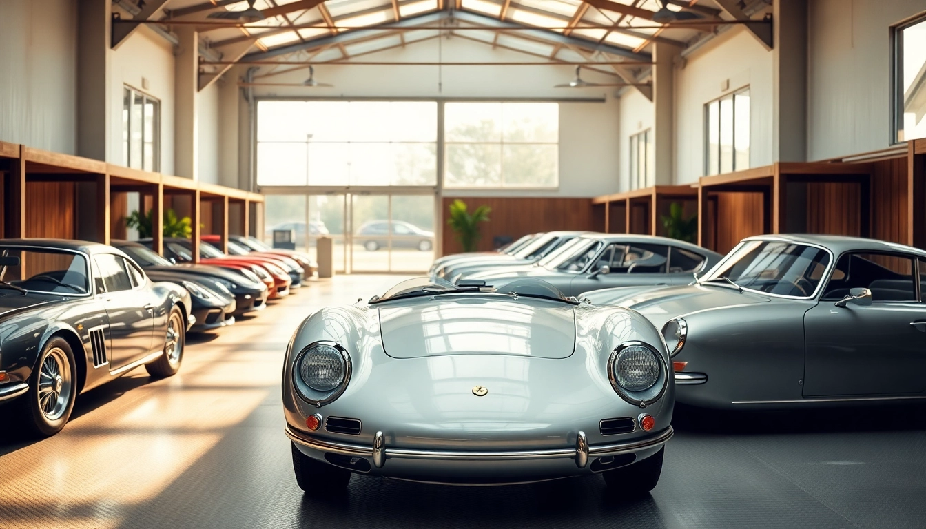 Experience classic car storage in a spacious, premium facility with vehicles shining under natural light.