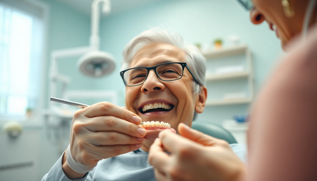 Patients receiving Dentures Frankfort IL care from a compassionate dentist in a warm setting.