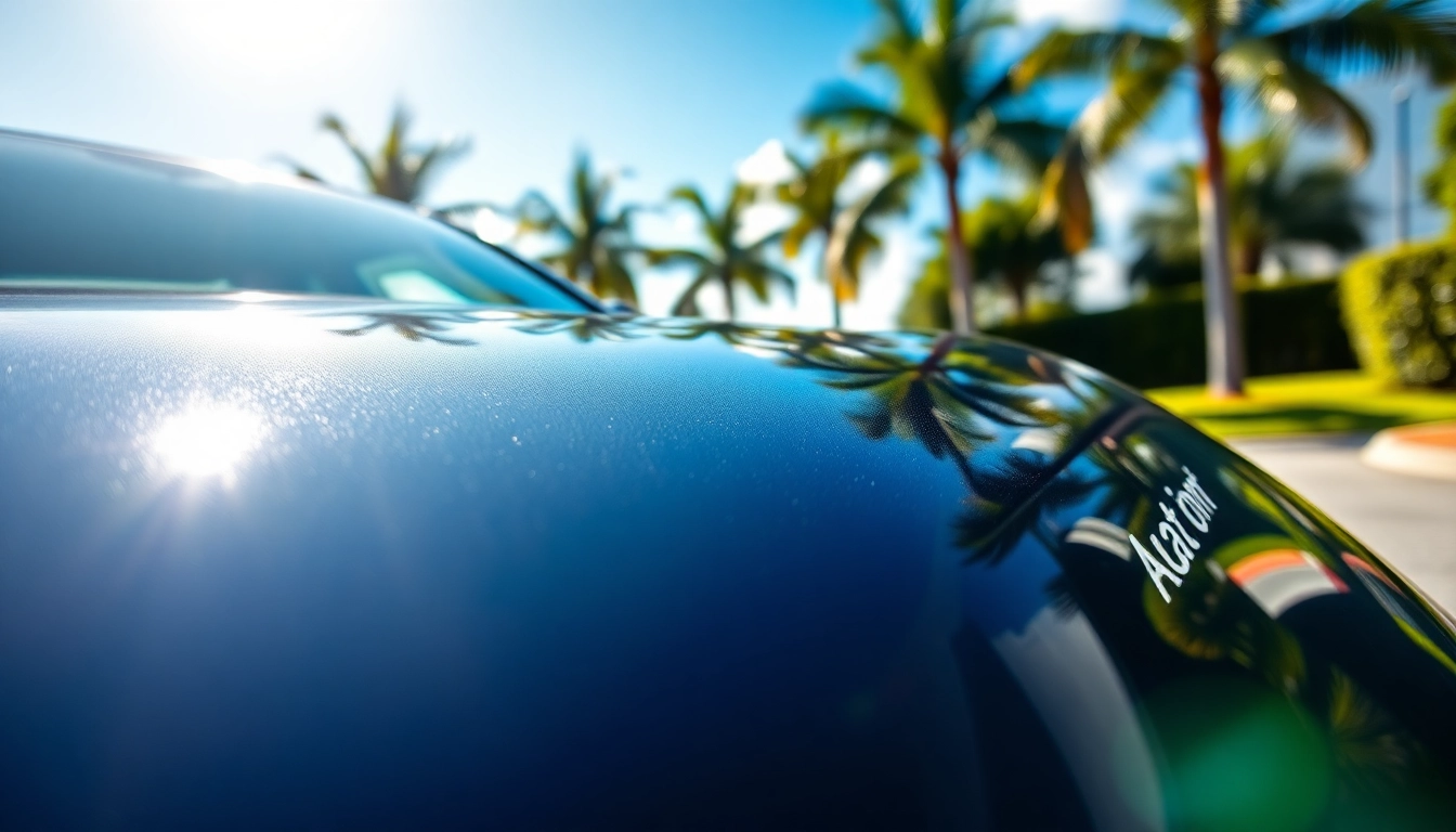 Experience mobile detailing Hollywood FL with a perfectly polished car reflecting the sun's shine.