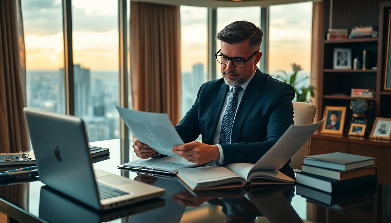 Consultation with a Miami high net worth divorce lawyer in a luxurious office.