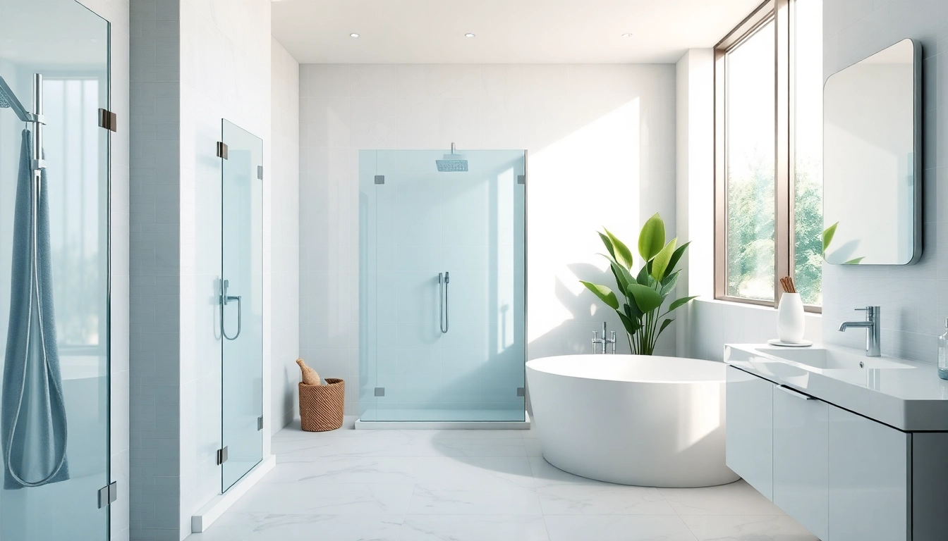 Showcasing elegant showers UK with glass enclosures and modern fixtures.