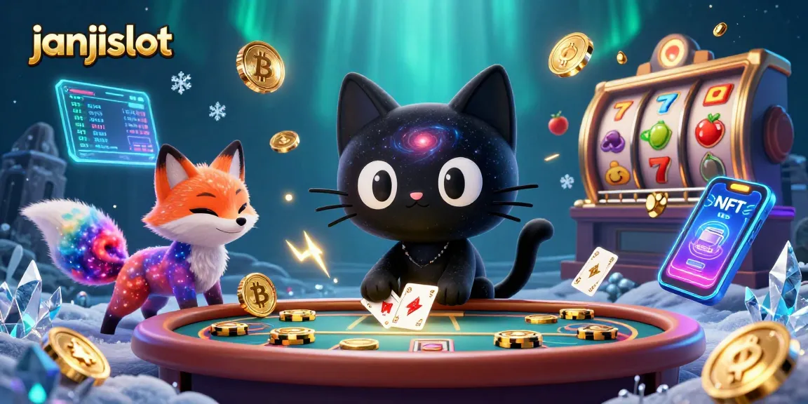 Engage in thrilling action with janjislot as the cosmic cat draws in chips and cards.