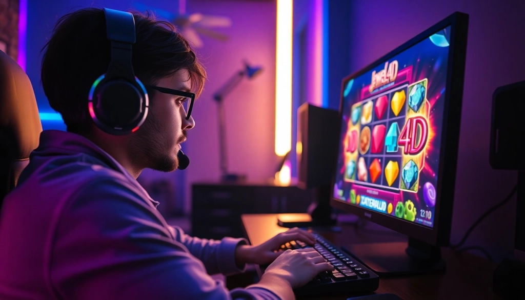 Jewel4d slot menarik perhatian gamer di stasiun permainan yang penuh warna.