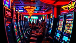 Mesin slot gacor yang menarik dalam suasana kasino yang ramai.