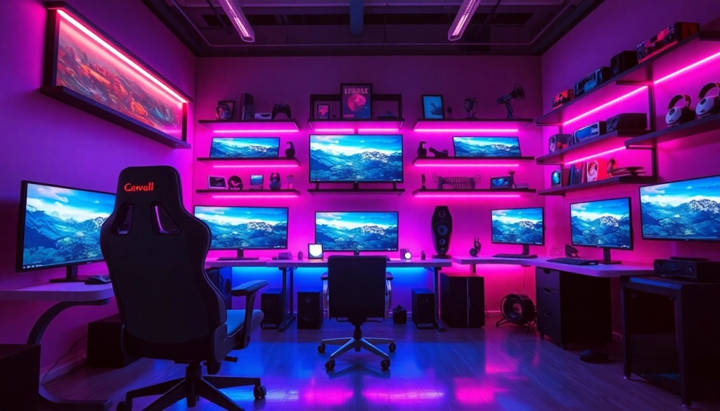 Engage deeply with gaming at https://www.trilgameshproject.com with a sleek futuristic environment and vibrant colors.