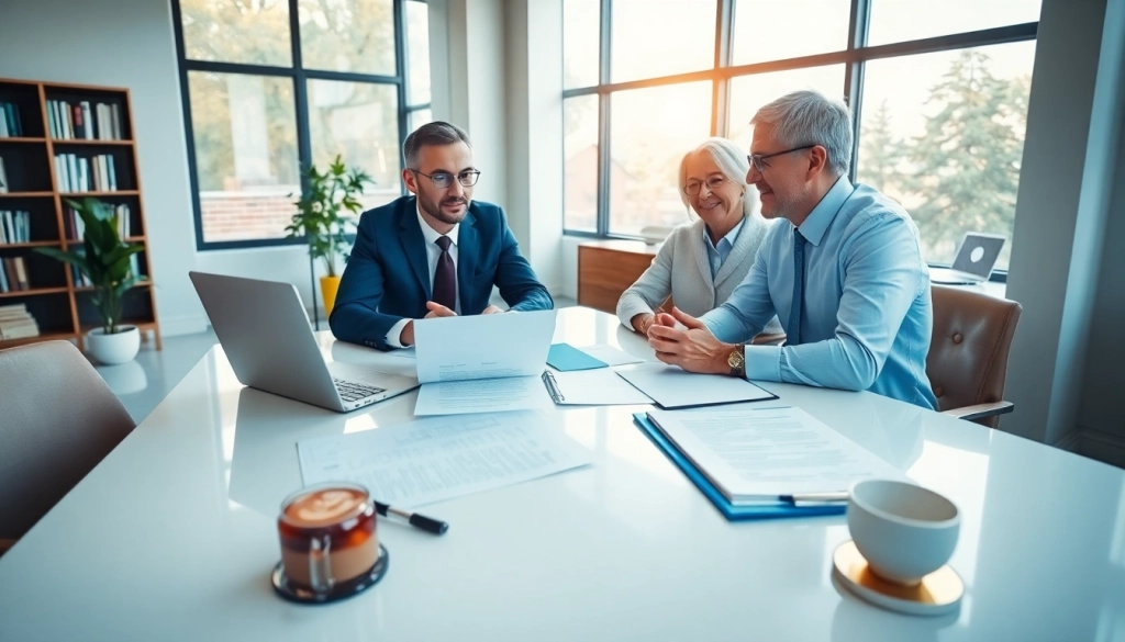 Consulting with clients at https://www.norcrosslawfirm.com in a professional office setting.