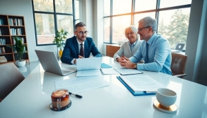 Consulting with clients at https://www.norcrosslawfirm.com in a professional office setting.