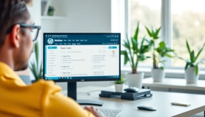 Complete unlimited WordPress tasks efficiently in a modern workspace with a computer setup.