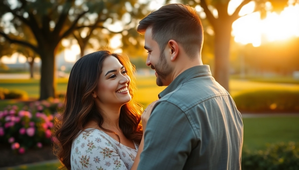 Tampa engagement photographers capturing a joyful couple in a stunning park at golden hour.