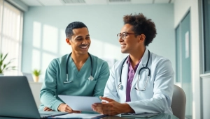 Engaging healthcare consultation at https://www.medexdtc.com, showcasing a diverse doctor and patient connection.