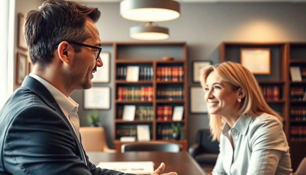 Personal injury attorney assisting clients at https://www.cohanlegal.com in a modern law office.