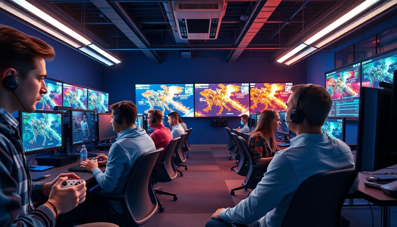 Engaged testers in a game QA studio conducting diverse game testing activities.