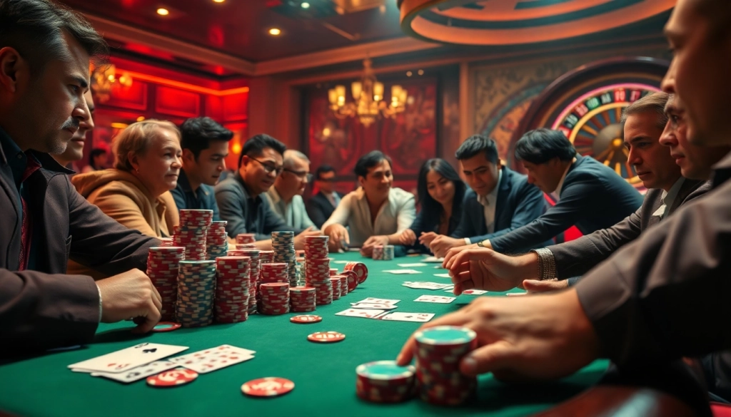 79king poker chips stacked high at an exhilarating casino table, capturing the thrill of high-stakes gambling action.