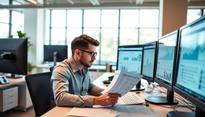 Engaging professional reviewing penalty recovery services strategies in a modern office environment.