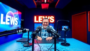 Engaging host in a radio studio at https://www.westcentralsbest.com discussing news.