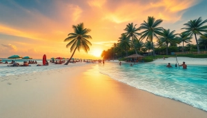 Cena da Praia de Paripueira, águas-turquesa, banhistas e atmosfera tropical.