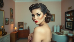 Artistic portrayal of a 1940s Varga Girl highlighting https://www.esquirevargas.com in vintage glamor.