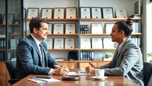 Engaging consultation with a lawyer at https://www.marylandpersonalinjurylawyer.com in a professional office setting.