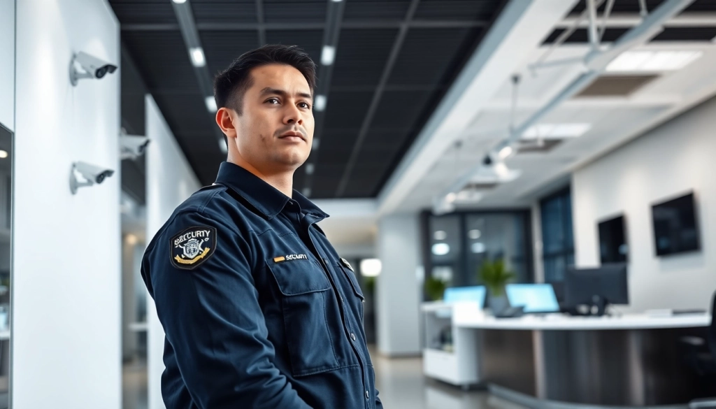 Security Services Fredericksburg professional guard monitoring in modern office.