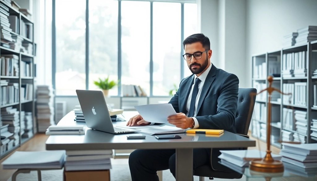 Lawyer reviewing documents at a bright office, representing expertise at https://www.lalitlaw.com.