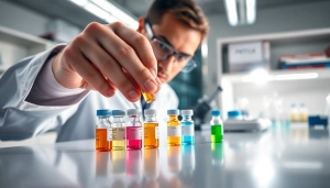 Learn about buying peptides online while observing high-quality peptide vials in a lab setting.