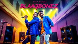 wadupnaija showcases Blaqbonez and Fola in a vibrant album cover with musical elements and dynamic visuals.