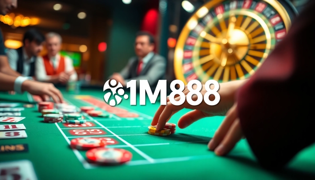 Experience the excitement of MM88 with players betting at a vibrant roulette table filled with chips.