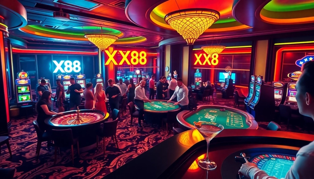Experience the thrill of XX88 Casino with vibrant tables and chips.